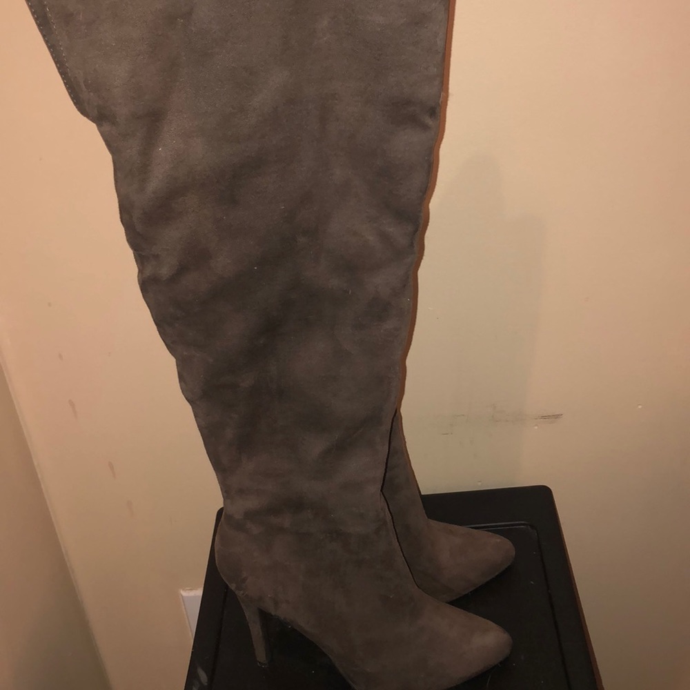 Brown stiletto knee high boots